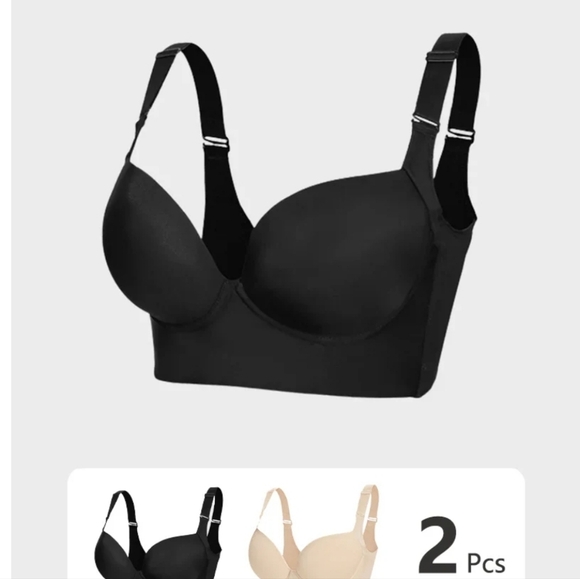 NWT Shapedly she curve push up back smoothing bra 2 pack in black X7 - Picture 1 of 8